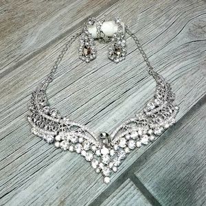Flashy sparkly necklace and earrings